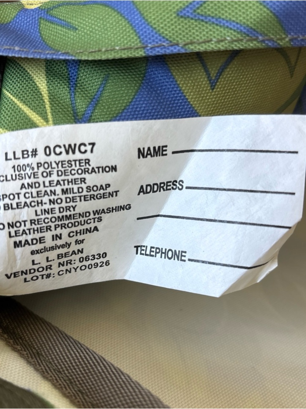L.L. Bean Green and Blue Patterned women or kids Backpack - Picture 10 of 10